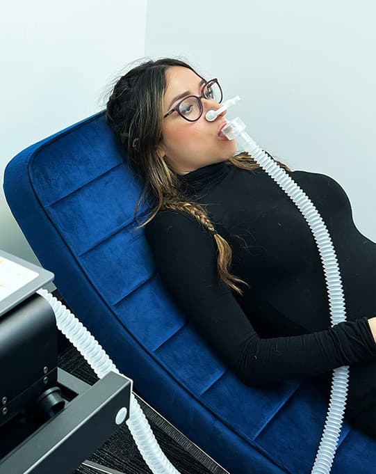 A customer participating in an RMR test